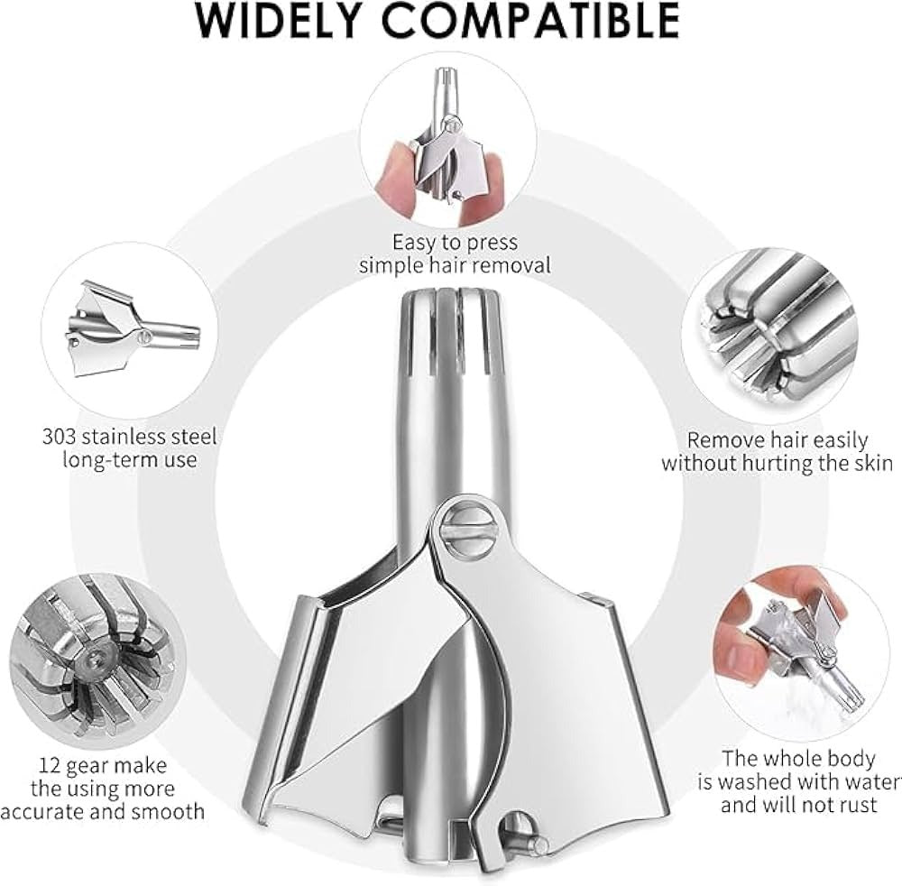 Mini Portable Stainless Steel Nose Hair Trimmer! Manual Safe Grooming Tool for Men & Women