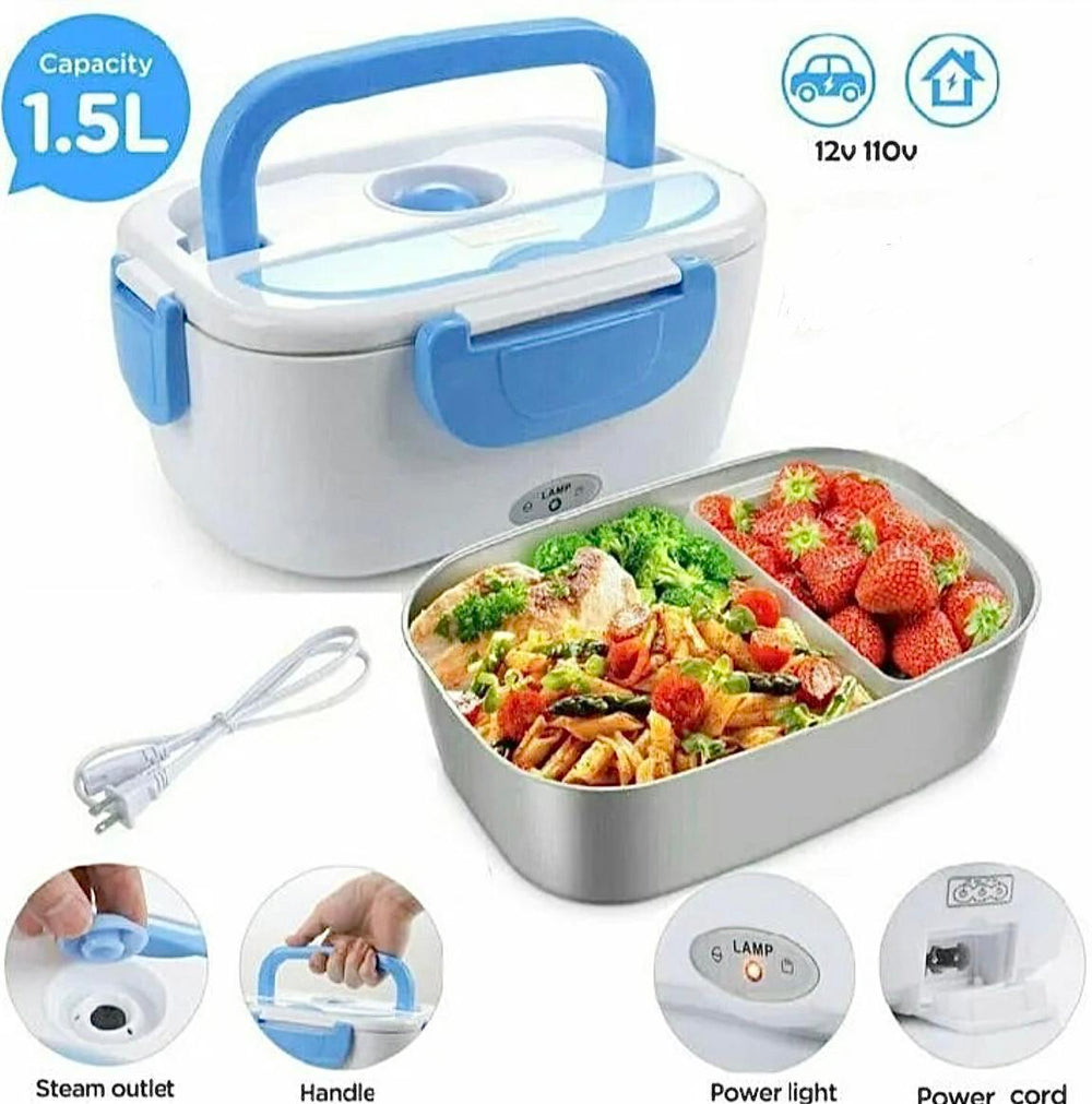 Multi Functional Stainless Steel Electric Lunch Box! Portable Food Heater with Removable Container (Random Color)