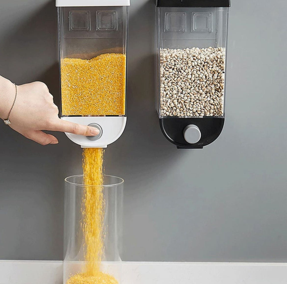 Self Adhesive Grain Dispenser | Wall Mounted Rice & Grain Storage Box