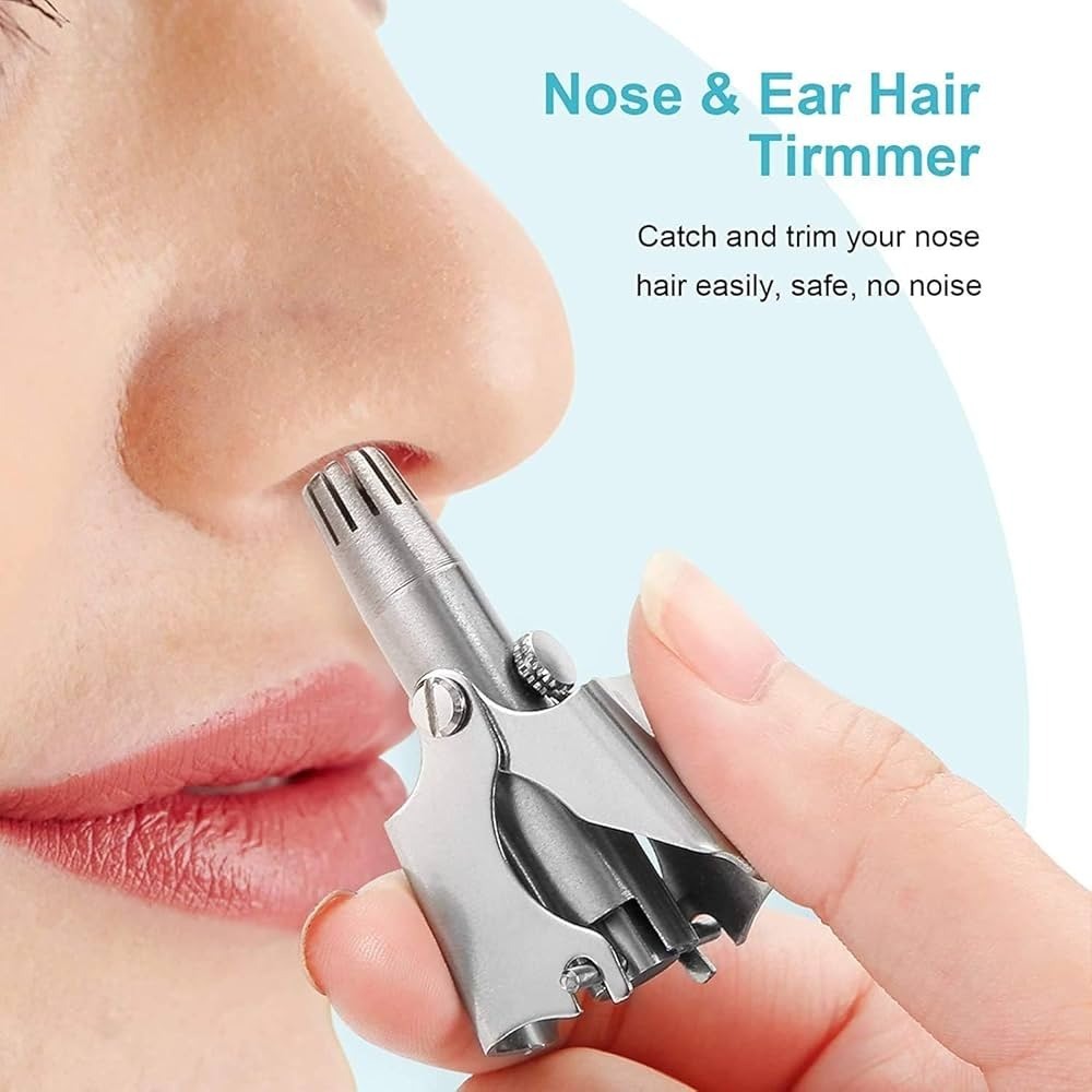 Mini Portable Stainless Steel Nose Hair Trimmer! Manual Safe Grooming Tool for Men & Women