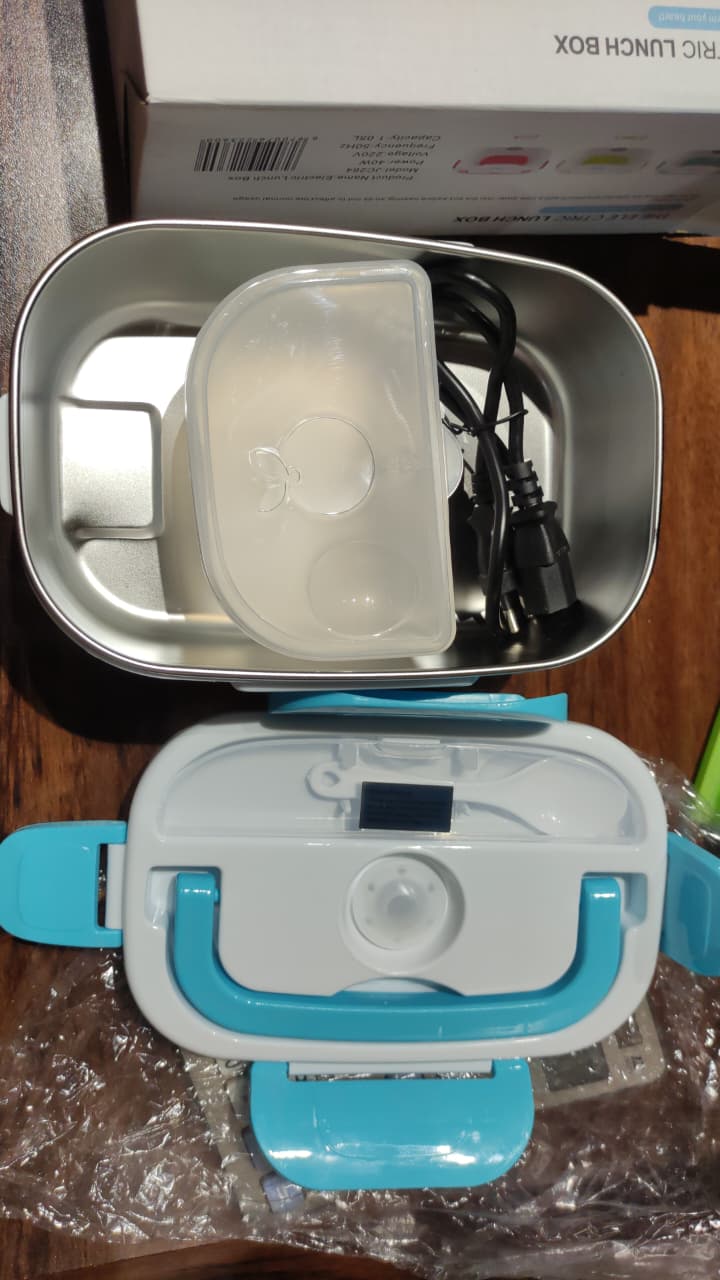 Multi Functional Stainless Steel Electric Lunch Box! Portable Food Heater with Removable Container (Random Color)